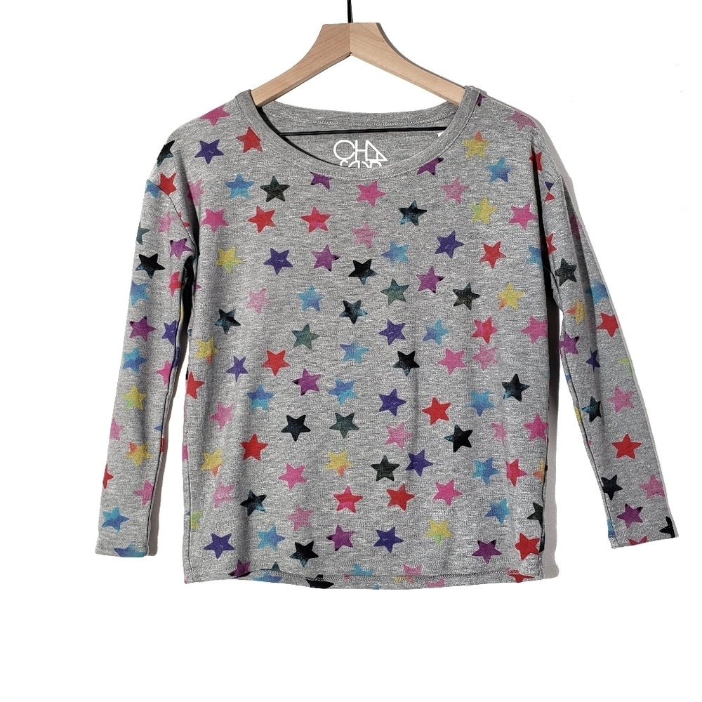 NEW Chaser Rainbow Star Pullover Lounge Top XS Grey Shirt Multicolor‎ NWT